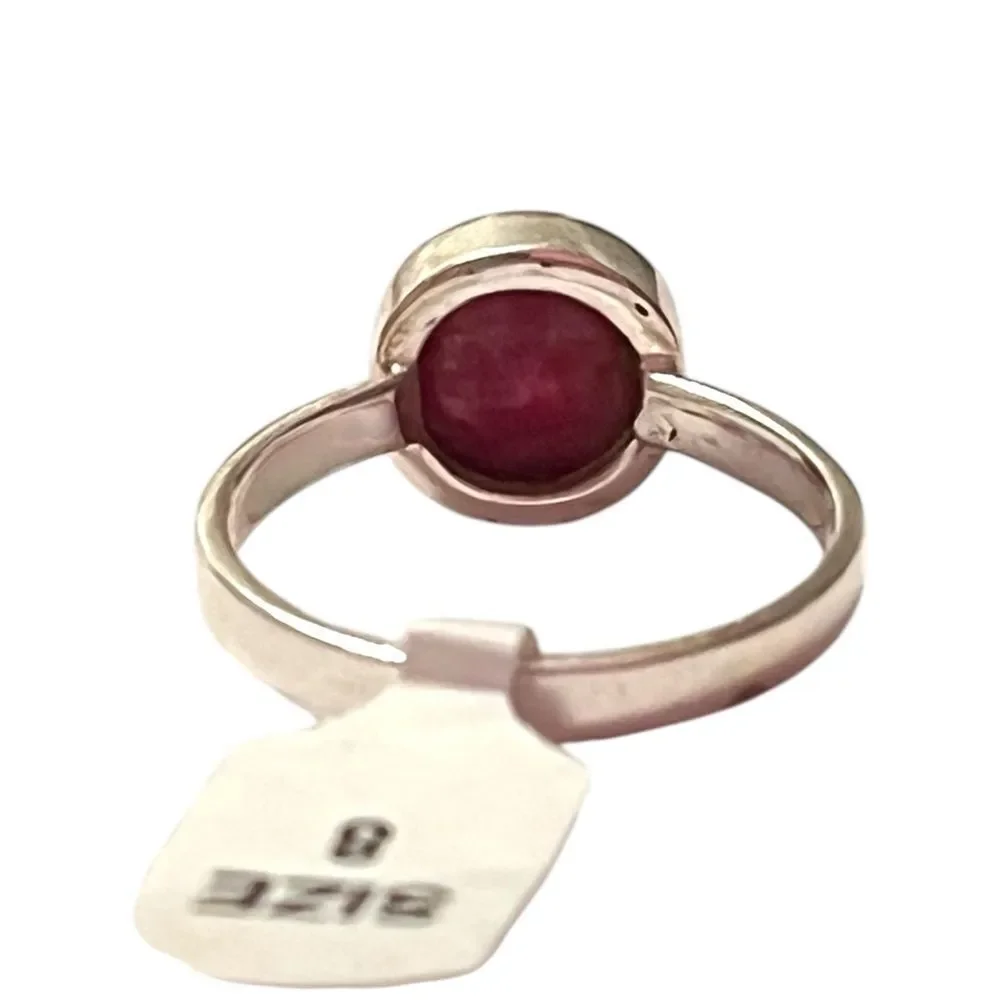 Artisan Sterling Silver Ruby Solitaire Ring Size 8